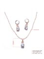 thumb Alloy Rose Gold Plated Zircon Bowknot Shaped Two Pieces Jewelry Set 1