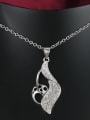 thumb Exquisite Platinum Plated Leaf Shaped Zircon Necklace 1