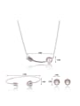 thumb Alloy White Gold Plated Simple style Heart-shaped Artificial Stone Three Pieces Jewelry Set 3