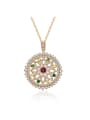 thumb Copper inlay AAA zircon carved semi-precious stone round necklace 0