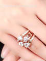 thumb Heart Zircons Rose Gold Plated Copper Ring 1