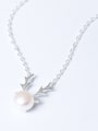 thumb Fashion Freshwater Pearl Deer Antler 925 Silver Necklace 0