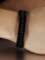 thumb Simple Black Artificial Leather Men Bracelet 1