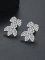 thumb Copper With Platinum Plated Delicate Leaf Cluster Earrings 3