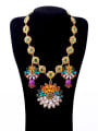 thumb Colorful Flower Artificial Stones Alloy Necklace 1