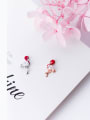 thumb Sterling silver simple zirconium flamingo cute animal earrings 0