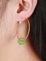 thumb All-match Green Gold Plated Rhinestone Drop Earrings 1