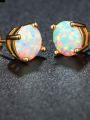 thumb Gold Plated White Opal Small Stud Earrings 1