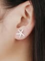 thumb Fashion Starfish Rhinestones Stud Earrings 1