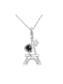 thumb Personalized Eiffel Tower austrian Crystals Pendant Alloy Necklace 0