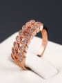 thumb Double Lines Leaves Rose Gold Plated Ring with Zircons 2