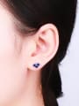 thumb Women Blue Heart Shaped stud Earring 1