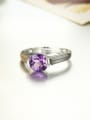 thumb Platinum Plated Amethyst Gemstone Engagement Ring 1