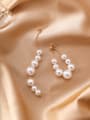 thumb Alloy With Rose Gold Plated Simplistic Asymmetry  Artificial Pearl Drop Earrings 2
