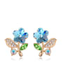 thumb Personalized austrian Crystals Flower Alloy Stud Earrings 0