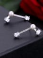 thumb Temperaments Simple Shining Zircons Pearls Stud Earrings 3