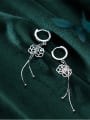 thumb 925 Sterling Silver With Fashion Hollow Flower Beads Tassel Clip On Earrings 1