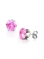 thumb Simple Tiny Pink Zircon Titanium Stud Earrings 0