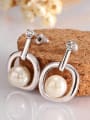 thumb Artificial Pearl Hollow Square Stud Earrings 1