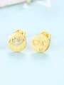 thumb 925 Sterling Silver With 18k Gold Plated Cute Face Stud Earrings 0