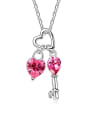 thumb Fashion Little Heart Key austrian Crystals Pendant Necklace 2