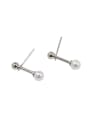 thumb Simple White Artificial Pearl Silver Stud Earrings 0