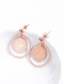 thumb Stainless Steel With Rose Gold Plated Exaggerated Round with queen Drop Earrings 2