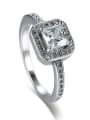 thumb All-match Platinum Plated Square Shaped Zircon Copper Ring 2