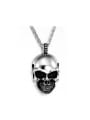 thumb Punk style Personalized Skull Pendant Titanium Necklace 0