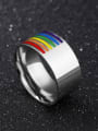 thumb Fashion Colorful Rainbow Titanium Smooth Ring 2