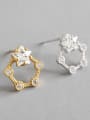 thumb 925 Sterling Silver With 18k Gold Plated Cute Star Stud Earrings 0