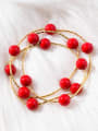 thumb Alloy With Gold Plated Casual red Ball Bracelets 0