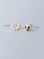 thumb 925 Sterling Silver With Gold Plated Cute Asymmetric Bee Flower Stud Earrings 3