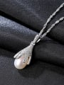 thumb Pure silver inlaid AAA zircon natural pearl necklace 2