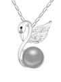 thumb Fashion Imitation Pearl-accented Swan Pendant Alloy Necklace 3