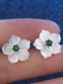 thumb Copper With  Shell Cute Flower Stud Earrings 2