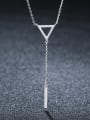 thumb 925 Sterling Silver With Platinum Plated Simplistic Triangle Necklaces 0