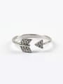 thumb Personalized Arrow Cubic Zirconias Silver Opening Ring 0