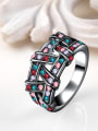 thumb Colorful Black Gun Plated Crystal Knitted Ring 2