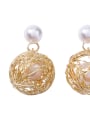 thumb Alloy With Gold Plated Personality Metal winding line Round Earrings 2