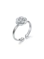 thumb S925 Silver Flower Fress Size Simple Ring 0