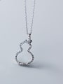 thumb Sterling silver fashion hollow zirconium gourd pendant necklace 0