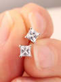 thumb Classic 4mm Square Zircon Diamond Four Claw Simple and Multipurpose stud Earring 1