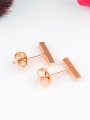 thumb Simple Rose Gold Plated Square Bar Stud Earrings 2