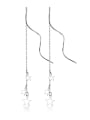 thumb 925 Sterling Silver With Platinum Plated Simplistic Star Threader Earrings 2