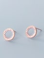 thumb 925 Sterling Silver With Rose Gold Plated Fashion Round Stud Earrings 1