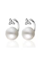 thumb Fashion White Imitation Pearl Copper Stud Earrings 0