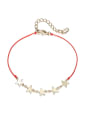 thumb Simple Gold Plated Stars Red Rope Copper Bracelet 0