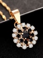 thumb Fashion Cubic Zirconias Flowery Pendant Copper Necklace 1