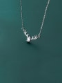 thumb 925 Sterling Silver With Cubic Zirconia Personality Antlers  Necklaces 4